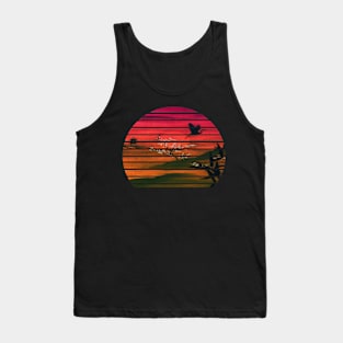 Lispe Traditional Japanese Aesthetic Sunset with Crane Silhouette Tank Top